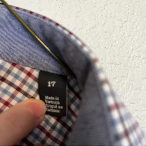 Nordstrom Men's Shop non iron plaid long sleeve button down shirt size 17 - Picture 4 of 12
